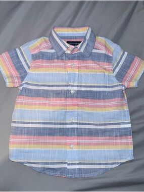The Children's Place Pastel Stripe Button-Down Shirt in Blue, Pink & Yellow